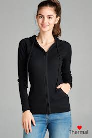 Ab Women Basic Thermal Hoodie Jacket Waffle Knit Lightweight Zip Up W Drawstrings Pockets Walmart Com Walmart Com