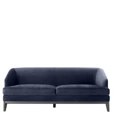 Sofa mit holzfussen ech dreisitzer sofa aus samt in mitternachtsblau. Dreisitzer Sofa Aus Samt In Mitternachtsblau Mit Polsterung Abgerundeter Ruckenlehne Und Schwarzen Holzfussen Von Eichholtz