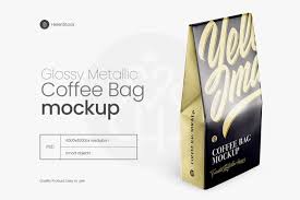 Glossy Metallic Bag Mockup Half Side View Helenstock Com