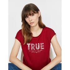 Yazili Baskili T Shirt Kiyafet Ve Aksesuarlar Giyim Esyalari Lidyana Giyim Koton T Shirts For Women Women Fashion