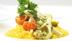 Artischockenragout Auf Safranrisotto Rezept Safranrisotto Risotto Vegetarisches Essen