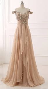 Champagne Sweetheart Off Shoulder Beaded And Sequined Prom Dresses Long Prom Dresses 2018 Chiffon Prom Dress Champagne Prom Dress Prom Dresses