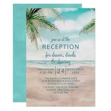 Island Breeze Tropical Beach Wedding Reception Invitation Zazzle Com Tropical Beach Wedding Beach Wedding Rehearsal Dinner Wedding Bridal Shower Invitations