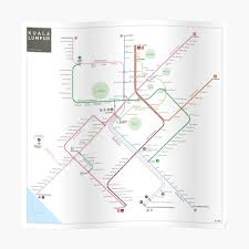 Kuala lumpur has a modern, complex, and very well interconnected transport system. Kuala Lumpur Metro Map Art Print By Jugcerovic Redbubble