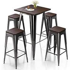 5 out of 5 stars. Buy Vipek Metal Bar Table Chair Set 41 3 H Square Dining Table 4pcs 30 H Barstool Dining Stool Bar Chairs W Solid Wood Top Bistro Pub Patio Cafe Restaurant Home Kitchen