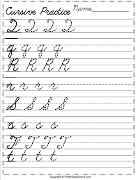 Some uppercase cursive letters are not used as often as their lowercase counterpart. Free Cursive Alphabet Worksheet Letters Q To T Free4classrooms