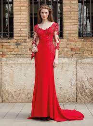 Finden sie die perfekten langen kleider aus unserer großen auswahl am langen kleid online shop. Langes Kleid Mit V Ausschnitt Und Langen Armeln Mit Tattoo Effekt Von Fara Fiesta In Rot Heiraten Mit Braut De