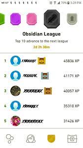 A league (more precisely called weekly leaderboard or simply leaderboards ) is a ranked xp competition initially available for android and ios users. Obsidian League Leaderboard People Are Wildly Stomping Over Each Other Trying To Get Into The Top 10 So They Can Make It To Diamond No Matter What I Do No Matter How