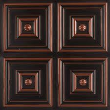 From Plain To Beautiful In Hours Deco Seashore 2 Ft X 2 Ft Glue Up Pvc Ceiling Tile In Antique Copper 112ac 24x24 Faux Tin Ceiling Tiles Metal Ceiling Tiles Pvc Ceiling Tiles