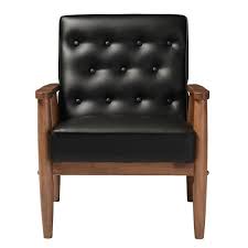 Shop our best selection of faux leather accent chairs to reflect your style and inspire your home. Baxton Studio Sorrento Mid Century Black Faux Leather Upholstered Accent Chair 28862 6764 Hd The Home Depot