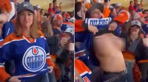Viral NHL fan speaks out for first time after flashing crowd at Edmonton  Oilers game - The Mirror US