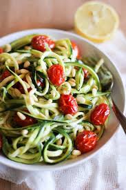Lemon Garlic Zucchini Noodles With Roasted Tomatoes Recipe Recipes Food Vegetarian Recipes
