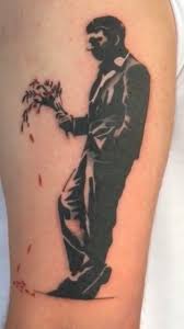 Maybe you would like to learn more about one of these? Banksy Man With Flowers By Austin Hausler True At Heart Tattoo Lake Forest Ca Tattoos