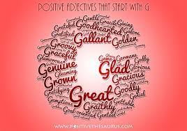 Positive Adjectives That Start With G Good Words Positive Adjectives Adjectives Positivity