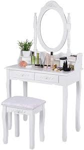 These pieces blend beautifully with any rustic bedroom furniture sets. White Vanity Sets With Mirror And Bench Dressing Table With Lighted Mirror And Cushion Stool For Bedroom Small Makeup Vanity Table Set With 2 Organizer Drawers White Grey Vanities Vanity Benches Bedroom