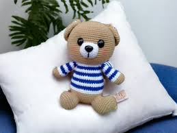 Tam Tam Bear With Blue Striped Dress
