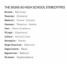 High School Stereotypes High School Stereotypes High School Zodiac Signs Funny