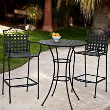 This outside table and chairs can save you precious time and space. Woodard Capri Wrought Iron Bar Height Bistro Set Www Hayneedle Com Traditional Patio Furniture Outdoor Patio Decor Outdoor Bistro Set