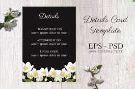 The daily program, delivered to your stateroom and available at the guest relations desk, will be your guide to the correct attire each evening. Jasmine Wedding Details Card Template Graphic By Elsabenaa Creative Fabrica