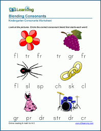 A printable worksheet designed to teach beginning blends br, cr, dr, fr, gr, tr. Consonant Blends Worksheets For Preschool And Kindergarten K5 Learning