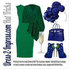 Emerald Green Dress Blue Green Shoes Blue Hat Floral Hat Blue Bag Ascot Outfit Howtoweargreen Out Royal Blue Pants Outfit Blue Dress Pants Ascot Outfits