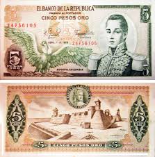 Billete Colombia 1971 1980 5 Pesos Billetes Colombianos Billetes Monedas