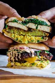 Vegan Breakfast Sandwich W Smokey Tofu Bacon Hash Chickpea Egg Recipe Vegetarian Vegan Recipes Vegan Dishes Vegan Breakfast Recipes