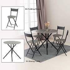 They come in a variety of styles and materials with colours ranging from neutral shades to vibrant hues. Mecor 5 Pcs Dining Table Set Folding Chairs Mid Century Vintage Round Coffee Table And Foldable Chairs With Wood Top And Metal Frame For Kitchen Patio Dining Room Grey Walmart Com Walmart Com