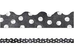 Black And White Polka Dot Bulletin Board Border Chalk It Up White Polka Dot Scalloped Border With Images Chalk It Up Classroom Decorations Polka Dots