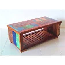 Reclaimed/antique wood carved coffee table, professionally built by old wood and it has each side carved wood & solid legs. Prime Liquidations Warana Coffee Table Boat Wood 120cm Lenght