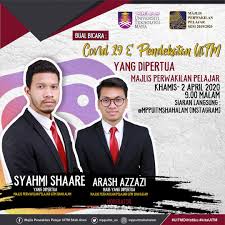 Pemilihan badan ini adalah melalui pilihan raya kampus yang di adakan setahun sekali. Mpp Uitm Shah Alam On Twitter Saksikan Siaran Langsung Bual Bicara Covid19 Pendekatan Uitm Bersama Yang Dipertua Majlis Perwakilan Pelajar Sesi 2019 2020 Saudara Syahmi Shaare Dan Saudara Arash Azzazi Naib Yang