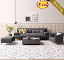 Modern Home Furniture Living Room Leisure L Shape Sofas Gray Color Fabric 3  Seat Sofa with a Footrest and Single Seat Sofa