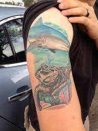 The shark is a scary however surprisingly intriguing animal. Sea Turtle And Shark Tattoo Shark Tattoos Tattoos Tatoos