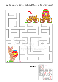 Labyrint Spel For Barn Med Bunny Och Malade Agg Stockvektor Freeimages Com