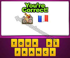 Guess The Emoji Bike Cycling And French Flag 4 Pics 1 Word Daily Puzzle Answers France emoji was approved as part of emoji 11.0 standard in 2018 with a u+1f1eb u+1f1f7 codepoint and currently is listed in 🏁 flags category. guess the emoji bike cycling and french