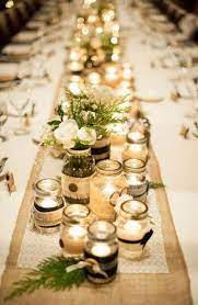 45 Ideas For Wedding Table Runner Flowers Mason Jars Wedding Candles Table Wedding Centerpieces Mason Jars Table Runners Wedding