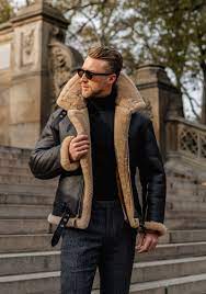 R A F Sheepskin Bomber Jacket In 2021 Mens Shearling Jacket Leather Jacket Outfit Men Fur Leather Jacket