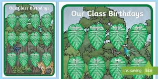 Jungle Themed Our Birthday Chart Display Poster Classroom