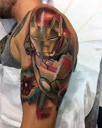 This resembles a planned mess as smooth lines and colors staying within them wasn't the goal for this inked piece. 70 Iron Man Tattoo Designs For Men Tony Stark Ink Ideas