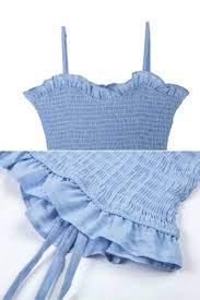 Womens Casual Plain Light Blue Stringy Selvedge Trim Spaghetti Strap Mini Ruched Party Dress Beautifulhalo Com