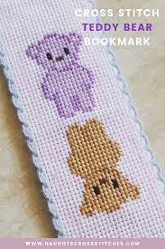 Free teddy bear cross stitch bookmark patterns to print. Naughts Cross Stitches Little Teddy Bookmark