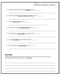Avancemos 2 unidad 4 leccion 1 answer key author: Avancemos 1 Unit 4 Lesson 1 Exam Examen By Sol Azucar Tpt