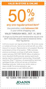 Get 50 Off Any One Regular Priced Item In Store Or On Joann Com Through 10 31 12 Happy Halloween Halloween Coupons Crafts Coupons