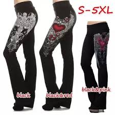 Plus Size Angel Wing Printed Slim Casual Autumn Winter Long Pant For Women