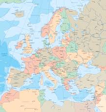 Cartina dell'europa con evidenziate in rosso le monarchie ed in blu le repubbliche. Europe Map 1914