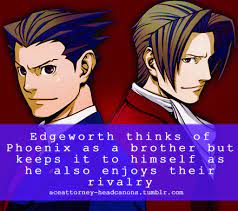 Miles Secretly Thinks Of Phoenix As A Brother But Doesn T Want To Announce It Aloud Because He Wants To Keep His Rivalry With Phoe Headcanon Phoenix Wright Ace
