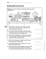 Each main challenge has several versions which start with the easiest level and progress onto harder levels of challenge. Dividing Money Amounts Printable 4th Grade Teachervision