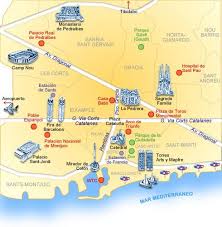 Mapa turístico de barcelona con los lugares importantes señalizados, para poder ir con el metro. Mapa De Barcelona Mapa Turistico O Turista Mapa