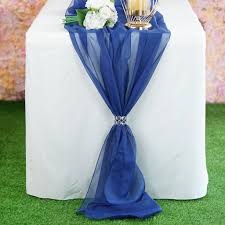 6 Ft Navy Blue Premium Chiffon Table Runner In 2020 Blue Table Runner Table Runners Wedding Guest Book Table