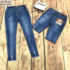 Tìm nguồn sỉ quần jean nữ màu xanh wash xước nhẹ - Bỏ Sỉ Quần Áo